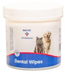 Rad Health Inc Fresh Breath No Brushing Clean Teeth Dental & Oral Care Dental Wipes for Dogs, 100ct - Teeth Cleaning Wipes - Helps Wipe Away Plaque & Tartar - Freshens Breath - No Brushing Required