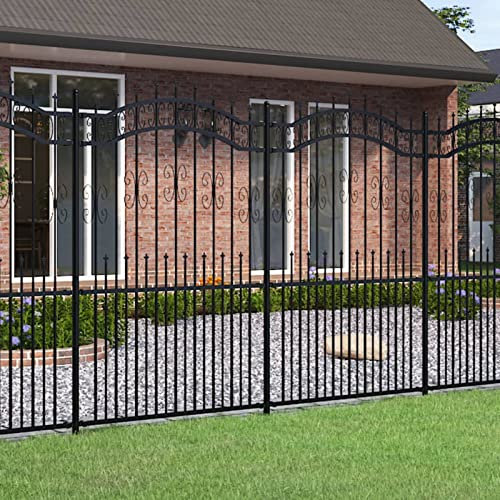 Gartenzaun, Schwarz, 240 x 175 cm, Pulverbeschichteter Stahl, für Garten, Haus oder Geschäftsräume