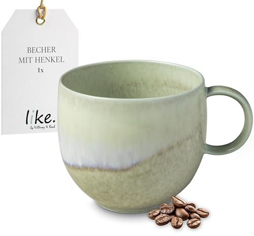 Villeroy & Boch – Perlemor Alga mugg med handtag, 290 ml, premiumporslinskopp för kaffe och te, diskmaskinssäker, mikrovågsugnssäker, grön