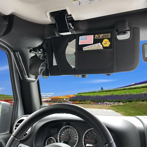 Sonnenblenden-Organizer für Jeep, Taktische Aufbewahrungstasche für Sonnenblenden für Jeep Wrangler JK JL und Gladiator JT, universeller Aufbewahrungsbeutelhalter für Sonnenblenden auf der Fahrer