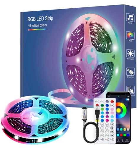 LED Strip 2m, USB RGB LED Streifen für 32-50 Zoll TV, mit Fernbedienung App-steuerung, Musikmodus, Timer-Einstellung, LED Band für Haus Schlafzimmer TV KücheDeko