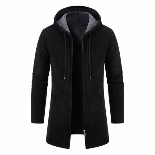 Cardigan Homme à Capuche Cardigan Doublé Veste à Capuche Zippé en Grosse Maille Pull Zippé Veste d'hiver