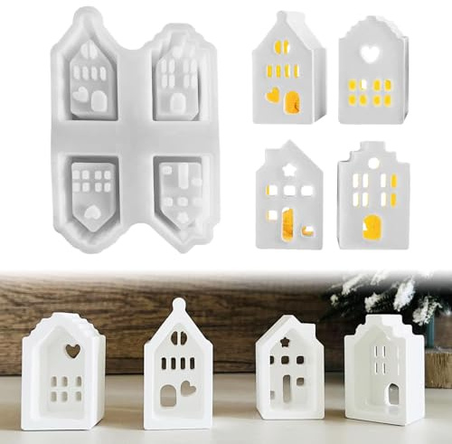 Nexoria Silikonformen Gießformen Häuser, Silikonform Haus Gips zum Gießen Giessformen Silikon Haus Kerzenformen zum Gießen Silikon Gießform Haus Silikonform Kerzen für DIY Handwerk (N)