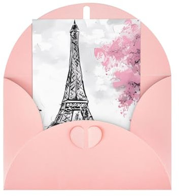 Ölgemälde Paris Eiffelturm, elegante Perlpapier-Grußkarte für Weihnachten, Segenskarte, Geburtstag, Valentinstag, Rosa