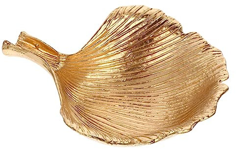 LIFKOME Leaf Shape Metal Jewelry Tray Ring Display Stand Metal Plate Decorative