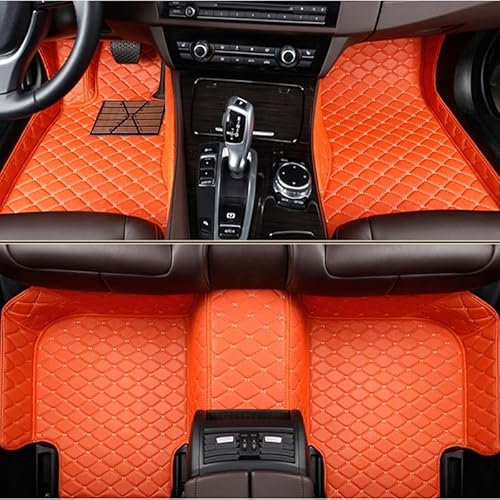 Fußmatte Pkw Maßgeschneiderte Auto-Fußmatte Für Chevy Für Camaro Für Malibu Für Monte Für Carlo Für Equinox Für Volt Für Orlando Auto Leder Fussmatten(Orange Red)