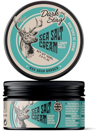 Dark Stag Sea Salt Cream, Light Hold Professional Hair Styling Cream, Water Based Easy to Wash, Natural Look, Sandalwood and Vanilla Fragrance, 100ml/3.5oz