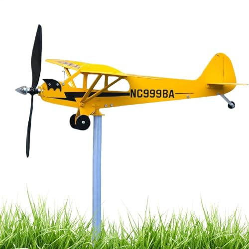 Piper J3 Wetterfahne – Flugzeug-Windrichtungsanzeiger Aus Metall, Handgefertigte Flugzeug-Wetterfahne Für Piloten & Luftfahrtfans | Garten-Dekoration Für Outdoor, Terrasse & Wetteranzeige