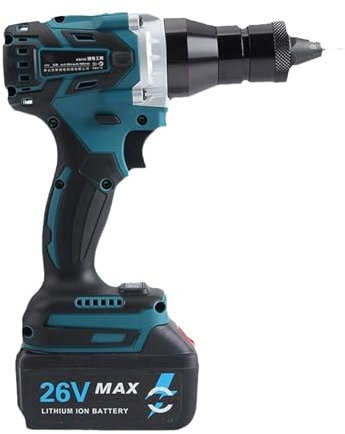 VNATWGOO Remachadora EléCtrica AutomáTica, Remachadora InaláMbrica Profesional, Remachadora con Ajuste De Doble Velocidad, con IluminacióN Led
