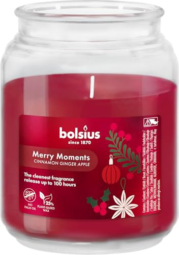 Bolsius - Merry Moments - Durata della Combustione di 100 Ore - Estrazioni Naturali - Contiene Cera Vegana - Senza Olio di Palma