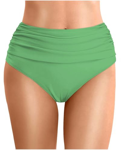 Générique Femme Culotte Menstruelle Bas Maillot De Bain Taille Haute pour Femme Élégant Bikini Taille Haute Ruched Bikini Slips Couleur Unie Triangle Short de Bain Amincissant Gainant Ventre Plat