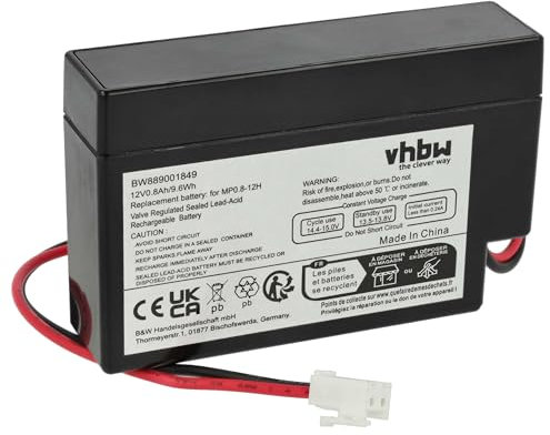 vhbw batteriersättning för MP0.8-12H för olika enheter (800 mAh, 12 V, AGM)