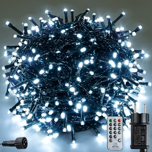 ZBQEJ Guirlande Lumineuse LED Noël, 30 m, 300 LED Lumière blanche, 8 Modes d'Éclairage, Télécommande, Intérieur/Extérieur (Lumière blanche, 30M/300LED)