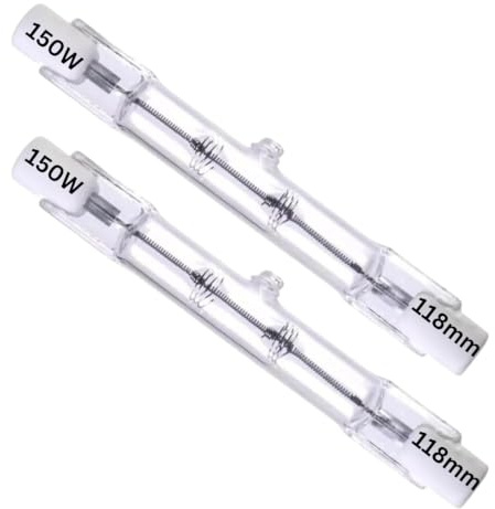 Pack of 2 R7s Linear Halogen Bulbs 118mm, 120W Equivalent to 150W, Energy Efficient Floodlight Replacement, J78 Double Ended Lamp, 2250 Lumen, Warm White Light for Outdoor & Indoor Security Lighting