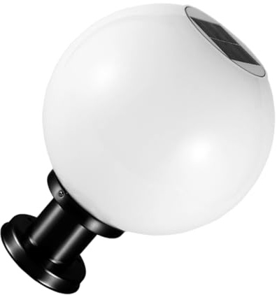 NUOBESTY Solarbetriebene Kugellampe für Zaunpfosten 20cm Weiß | Edelstahl und Acryl, Wetterfest, Automatische Sensorsteuerung, Breite Ausleuchtung für Garten und Landschaft