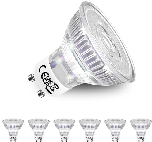 Allesgute 6 Stück GU10 LED Lampe, 5W 550LM 4500K Neutralweiß, LED GU 10 Energiesparlampen ersetzt 50W, 38°Abstrahlwinkel Spot, Nicht Dimmbar Birne, Glas LED Leuchtmittel AC 220-240V