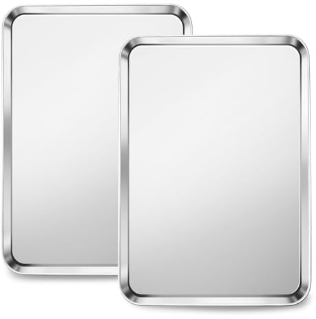 HaWare Extra Large Baking Tray, Stainless Steel Oven Tray Set of 2-50 x 35 x 2.5cm, Cookie Sheet Pan for Baking Cooking Serving, Healthy & Non Toxic, Easy Clean & Dishwasher Safe