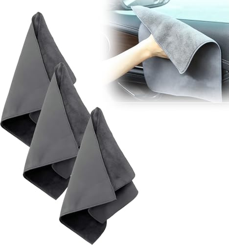 HHFDDP Paño de Gamuza de Doble Cara para Coche - 2 en 1 de Microfibra y Gamuza, superabsorbente, Resistente a rayones y sin Marcas (30 x 30 cm)