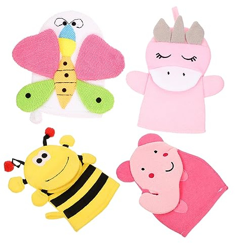 Toyvian 4 Stück Kinder Badehandschuhe Massagehandschuhe Aus Weichem Material Für Sanfte Hautreinigung Badewannenzubehör