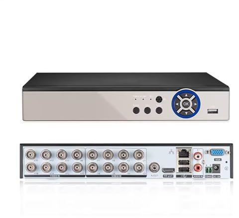 DVR 16 Channel 5MP Professional – Recorder for IP, PoE, WiFi and Coaxial Cameras