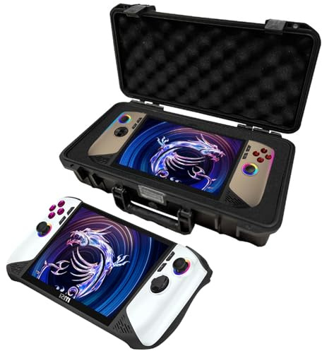 JYGamhanbil Estuche Funda Impermeable para MSI Claw 8 AI+ A2VM & Accesorios | Bolsa de Transporte Rígido Profesional para MSI Claw Polar Tempest 2025 Consola Portátil Gaming Handheld,Base,Cargador