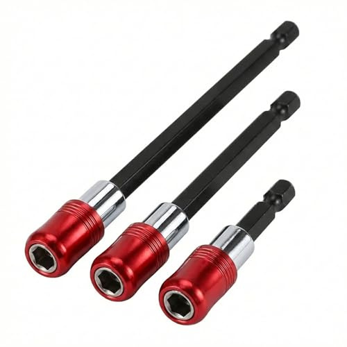 QZKJQDD Magnetic Drill Bit Extender Set, 3 Pcs 60/100/150MM Bit Holder for Impact Driver, Quick Release Self-Locking Bit Holder for Wood Turners Furniture Carpentry and Construction