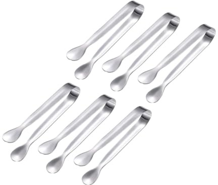HIAKDOFT Pinzas para Azúcar de Acero Inoxidable 304, 11 Cm, 6 Unidades, Miniaturas para Cubitos de Hielo y Alimentos, Resistentes y Seguras para Hogar, Bar y Fiestas