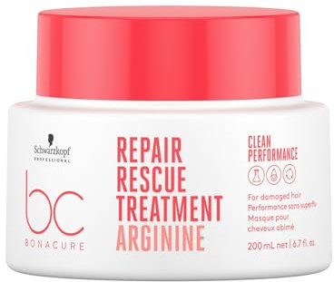 Schwarzkopf Professional Bonacure Repair Rescue Treatment Cheveux Abîmés Complexe De Soins Végan Avec Arginine Ferme Les Fourches Moins De Cassage Force Intérieure Meilleure Maniabilité 200 ml
