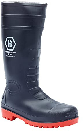 Blackrock Bottes à embout en acier, bottes de sécurité S5 FO SR, bottes en caoutchouc PVC nitrile pour hommes et femmes, lavables, jardinage, mollet large, construction, travai