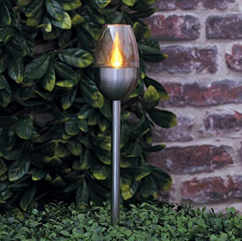 Garden Mile® Set Of 4 Flickering Solar Torch Lights with LED Flame Effect Waterproof Garden Stakes For Outdoor Yard Pathway Driveway Porch Patio Landscape Lawn Security Lighting Decor