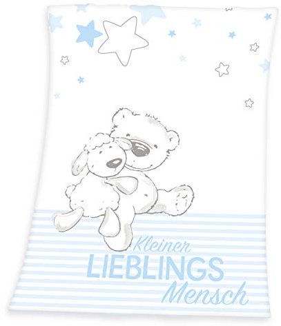 Herding Baby Best Lieblingsmensch Microfaser-Flauschdecke, 75 x 100 cm, Polyester, Blau