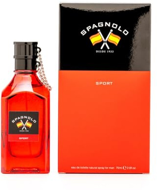 SPAGNOLO - Sport 75 ml, Colonia Hombre, Perfume Formato Spray, Eau de Toilette Natural y Masculina, Aroma Amaderado Especiado, Fragancia Fresca, Enérgica y de Larga Duración