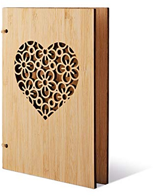 Bambus Geschenkkarte Glückwunschkarte Bambuskarte Holz handgefertigt DIN A6 inkl. Umschlag z.B. als Hochzeitskarte oder Geburtstagskarte - Blumenherz