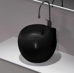 Rue du Bain - Vasque à Poser Ronde Haute - Céramique Noire - 30 cm - Dolce