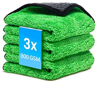 Lot de 3 chiffons en microfibre pour voiture - 800 g/m² - voiture et de la maison - microfibre absorbant - 30 x 30 cm (3 pièces)