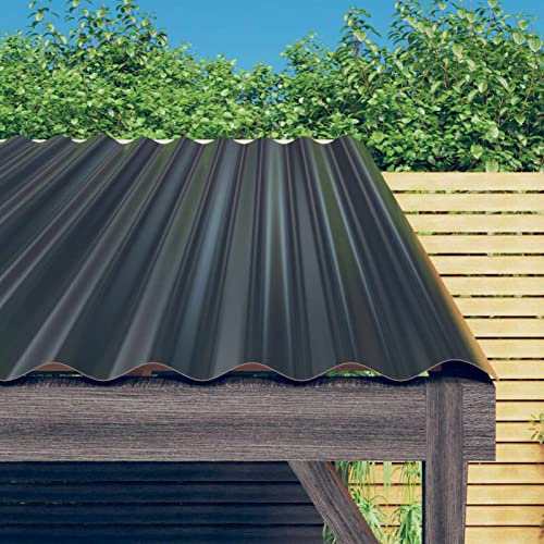 Susany Roof Panels 36 pcs Metal Roofing Sheets Sheeting Corrugated Roof Roof Panels Covers for Greenhouses, Sheds, Carports, Huts, Kennels or Garages Powder-coated Steel Anthracite 60x36 cm