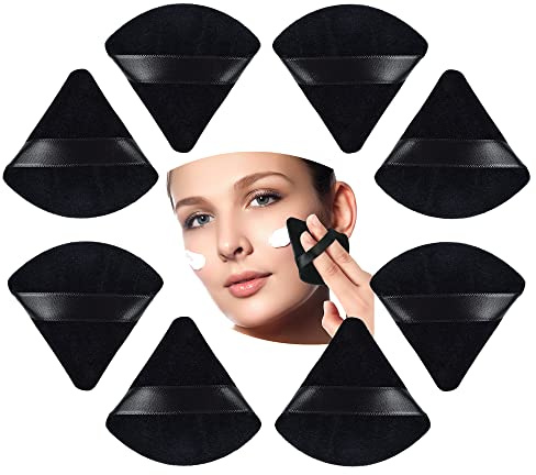 8 Stücke Dreieck Makeup Puderquaste Make up Schwamm, Weich Schwämmchen Powder Puff für Loser Puder Foundation, Nass Trocken Make up Werkzeug (Schwarz)