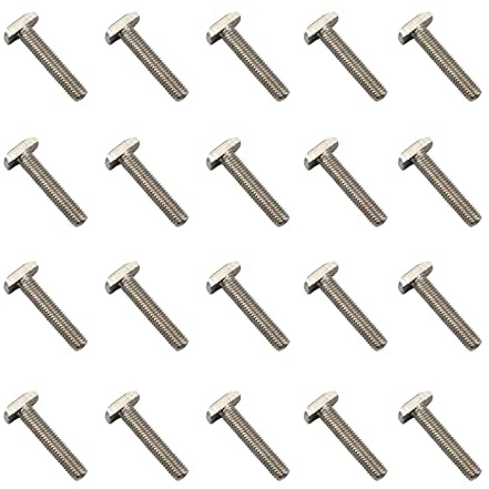 20 Stück M8 x 25 mm 304 Edelstahl T-Nutschraube Vollgewinde T-förmige Schraube 17,8 mm Kopfgröße