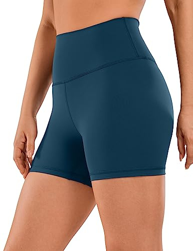 CRZ YOGA Mujer Naked Feeling Pantalones Cortos Deportivos Cintura Alta Yoga Ciclismo Fitness Mallas Cortas - 10cm Marfil FRANCÉS 40