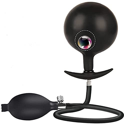 Inflatable Anal Plug with Built-in Steel Ball, Expandable Silicone Vaginal and Anal Dilator for Women, Prostate Massager for Men, Unique Leakproof Ring and Metal Connector, Stimulating Sex Toy