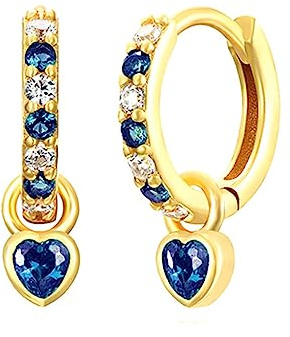 Guldkreolska örhängen för kvinnor gröna örhängen med grönt hjärta droppar guldpläterade örhängen allergivänliga kubiska zirkonia pendel gröna smycken för flickor, Small, 14K guld, Ametist