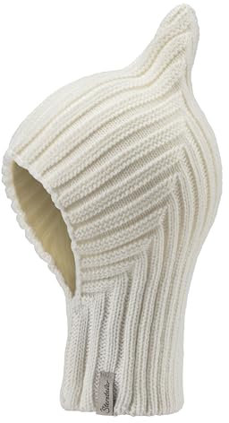 Sterntaler Strickmütze mit Rippstrickmuster diagonal - Unisex Schalmütze mit Zipfel - Warme Schlupfmütze - Winter Babymütze - Ecru, 49