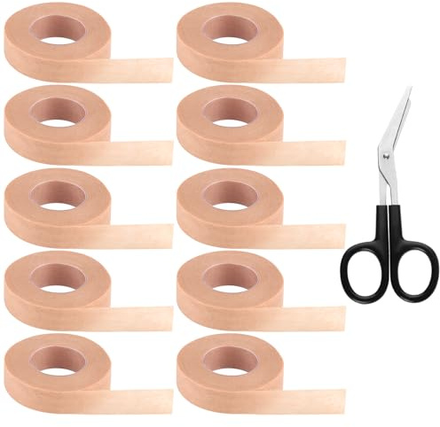 10 Rollen Kinesiologie Tape (1.25cm×9.14m), Mikroporen Band Flexibles Hautband Atmungsaktives Nasenband Selbstklebendes Mullband für Wundverletzungen Schwellungen Sport