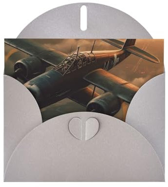 Weltkrieg Flugzeug Urlaub Grußkarten mit Umschlägen, doppelseitige Glitzer-Grußkarten für Weihnachten, Geburtstage, Valentinstag, Erntedankfest, Jubiläen und Party-Einladungskarten.