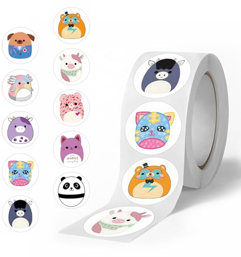 Cute Animals Stickers 500 PCS Colorful Fashion Graffiti Rolls Self Adhesive Seals for Kids Girls Boys Teens for Water Bottles Laptop Suitcase Birthday Party Halloween Decoration Favors (Cute Animals)