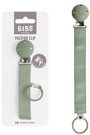 Nastro per clip per ciuccio BIBS - Fissa il ciuccio del tuo bambino con un resistente nastro di poliestere e una clip di metallo senza nichel - Compatibile con tutti i ciucci BIBS