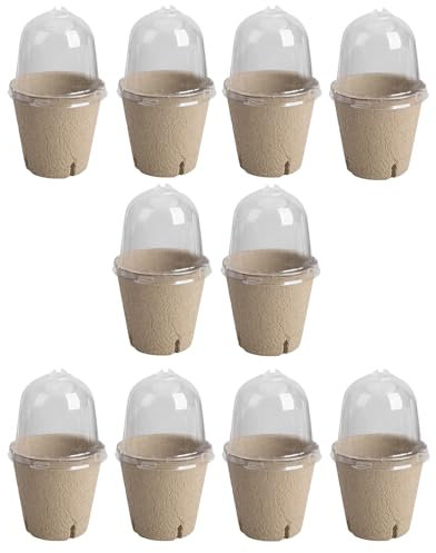 Lot de 10 pots de fleurs ronds pour culture de plantes compostables faciles à transplanter, idéal pour jardin et serre (8 cm)