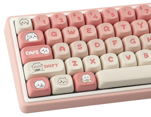 TYRIXKI PBT Keycaps 139 Keys MOA Profile Cute Keycaps Dye-Sublimation Pink Kawaii Anime Keycap Set Custom Keycap for Cherry Gateron MX Switches Mechanical Keyboards