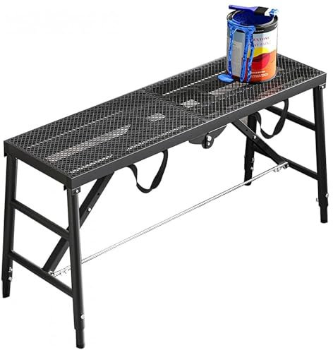 HmLotd Ponteggio Multifunzionale Ponteggio di Sollevamento Pieghevole Realizzato con Tubi Extra Spessi Altezza Regolabile 64-94 Cm Stoccaggio Pieghevole Adatto per La Decorazione di Interni Negozio