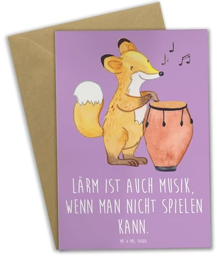 Mr. & Mrs. Panda Grußkarte Schlagzeug Lärm - Geschenk, Schlagzeuger, Instrument, Dynamik, Lernen, weihnachtskarten, osterkarten, einladungskarten, Beats, Percussion, Beileidskarte, genesungskarte